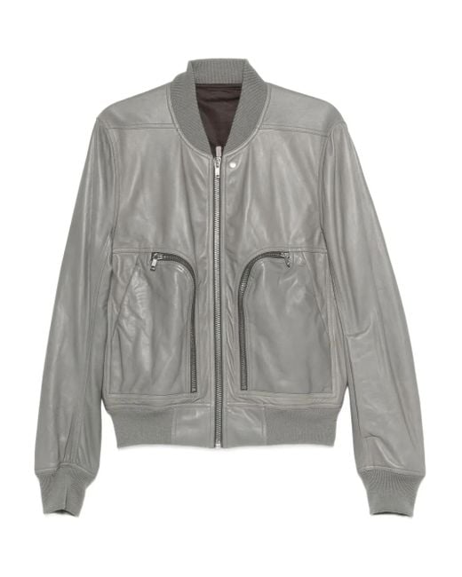 Rick Owens Gray Bauhaus Flight Leather Jacket for men