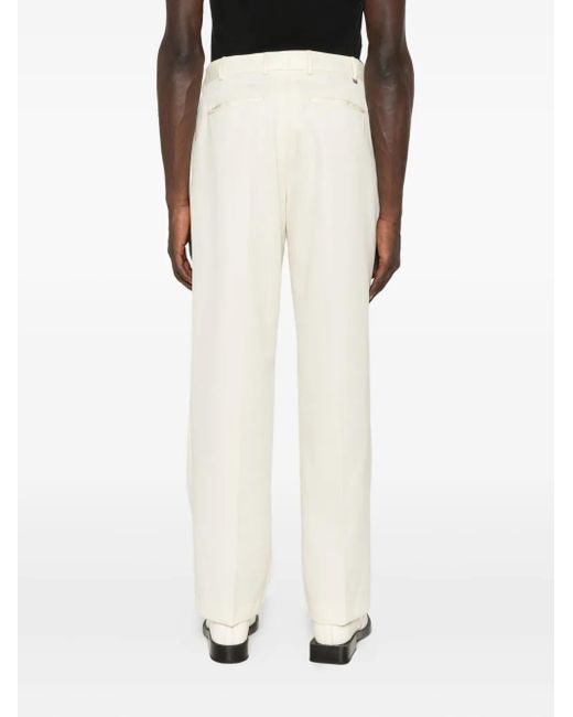 PT Torino White Pleated Wool Trousers for men