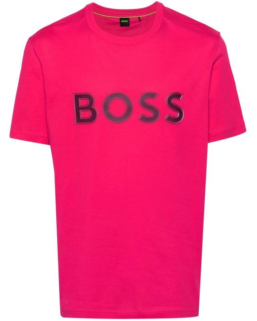 Camiseta con logo Boss de hombre de color Pink