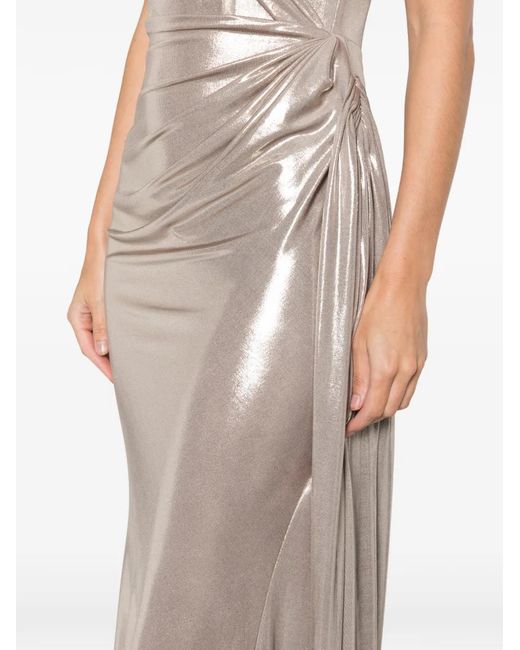 Cristallini Metallic Angelina Draped Strapless Dress