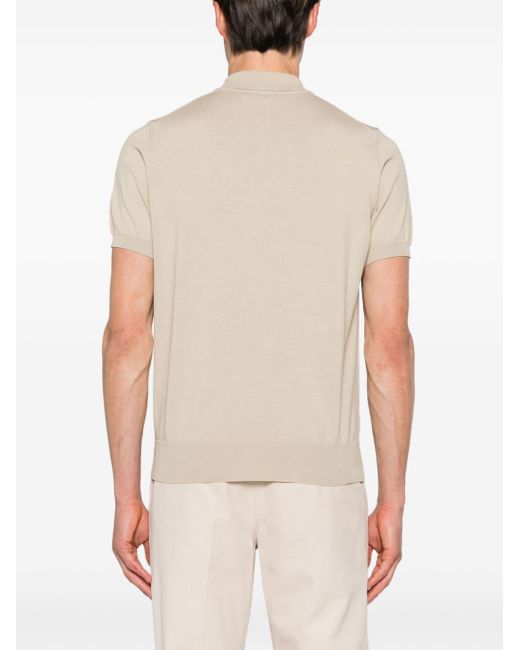 Canali Natural Zip-up Cotton Polo Shirt for men