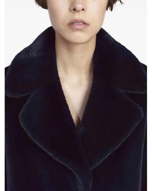 Stand Studio Blue Camille Cocoon Faux-Fur Coat