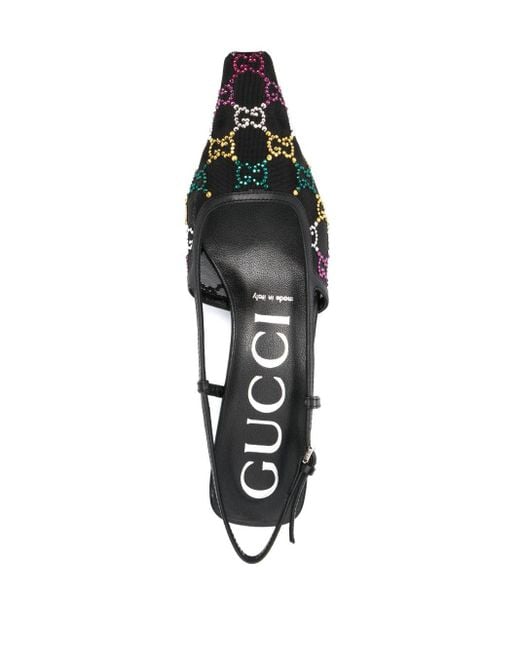 Gucci Black 40mm Crystal-embellished Slingback Pumps