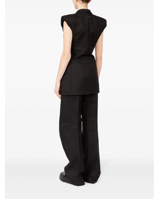 MM6 by Maison Margiela Black Raw-Cut Edge Waistcoat