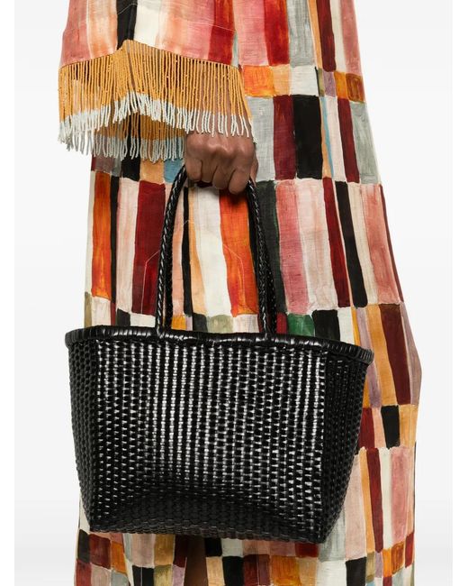 Dragon Diffusion Black Small B Weave Leather Tote Bag