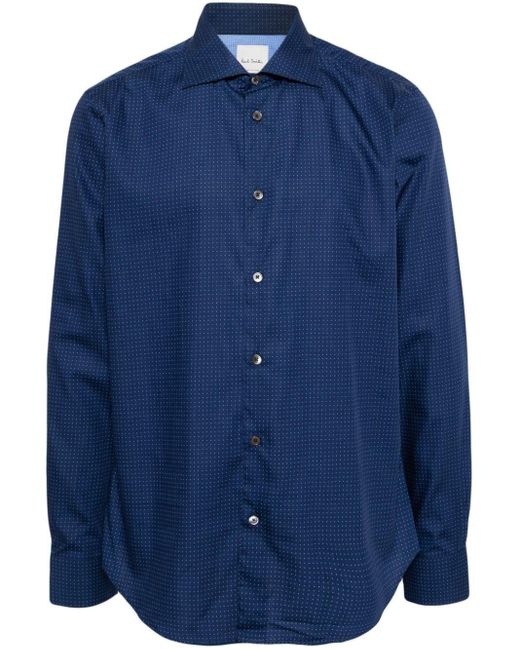 Paul Smith Blue Micro-dot Cotton Shirt for men