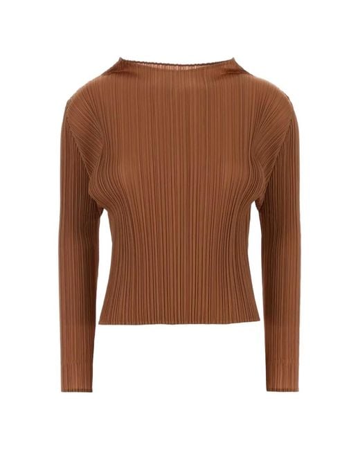 Pleats Please Issey Miyake Brown Pleated Top