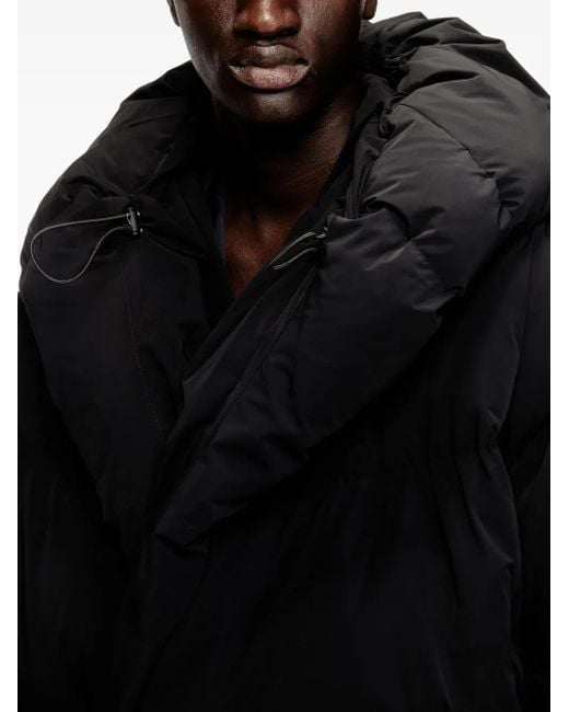 DIESEL Black Hooded Down Jacket for men