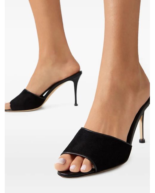 Manolo Blahnik Black Open-Toe Strap Sandals