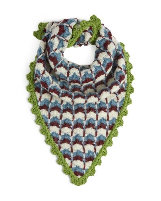 LaDoubleJ White Triangle-Shape Crochet Scarf