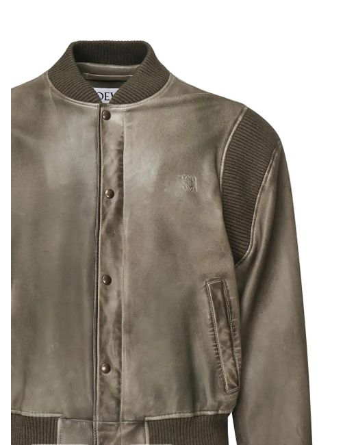 Loewe Green Debossed-Logo Bomber Jacket for men