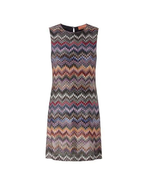 Missoni Brown Chevron Pattern Mini Dress