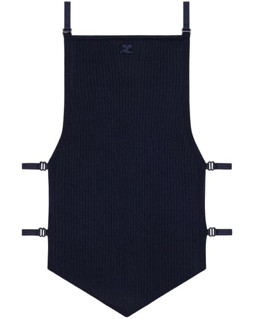Courreges Blue Lingerie-Detail Pointy Tank Top