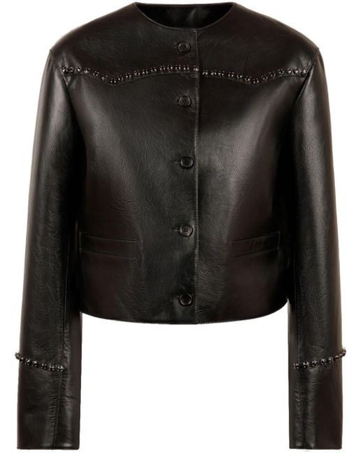 Bally Black Crystal-embellished Leather Jacket