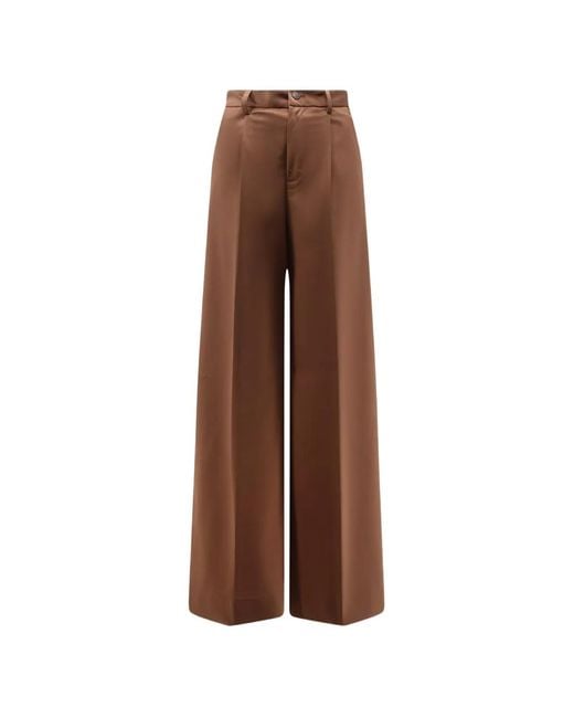 Hevò Brown Pleated-Design Trousers