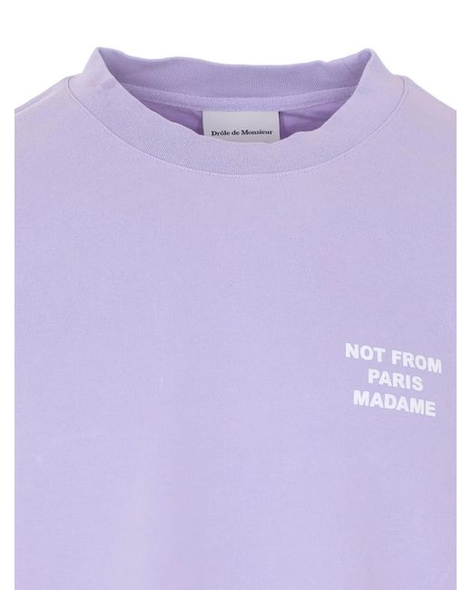 Drole de Monsieur Purple Slogan T-Shirt for men