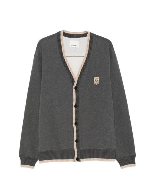 Isabel Marant Gray Logo-Patch Button-Up Cardigan for men