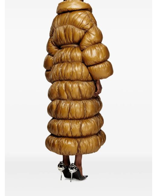 DIESEL Yellow Quilted Belted Long Coat