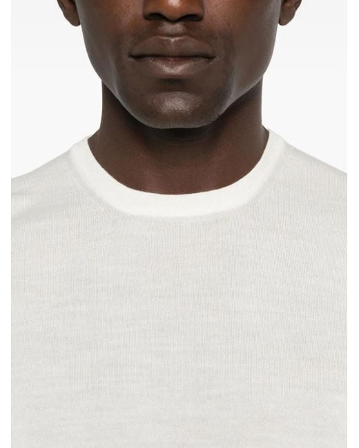 Fileria White Crew-Neck Wool Sweater for men