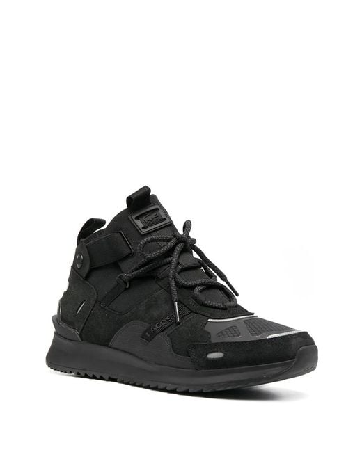 Lacoste Black Multi-Panel Mid-Top Sneakers for men