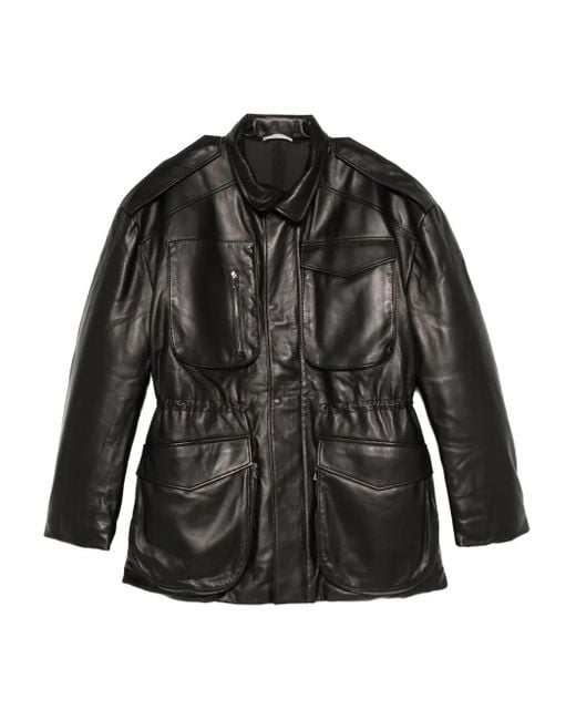 Nensi Dojaka Black Leather Puffer Jacket