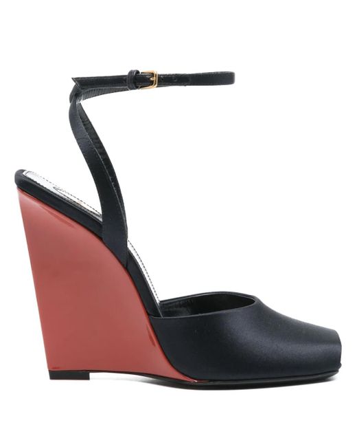 Saint Laurent La Scandale 115mm ウェッジサンダル Black
