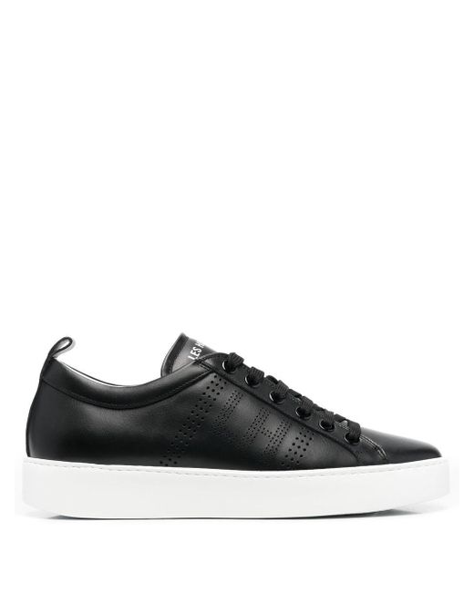 Les Hommes Leather Perforated-logo Detail Sneakers in Black for Men | Lyst