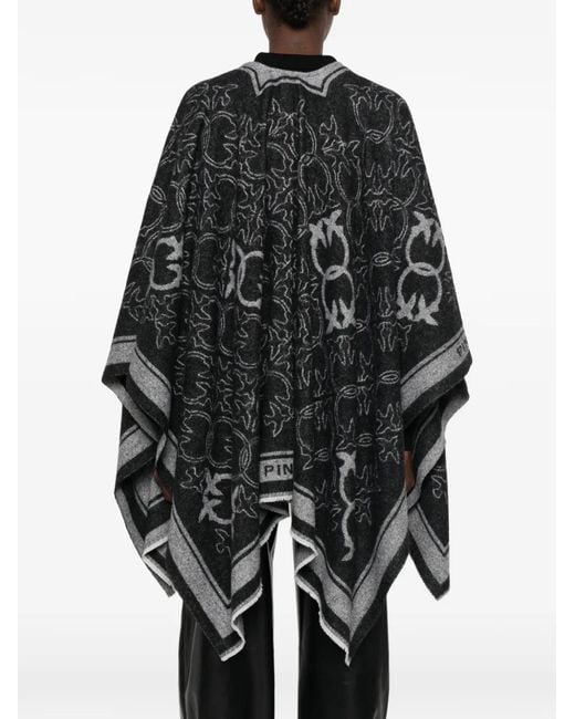 Pinko Black Croazia Monogram-Pattern Cape