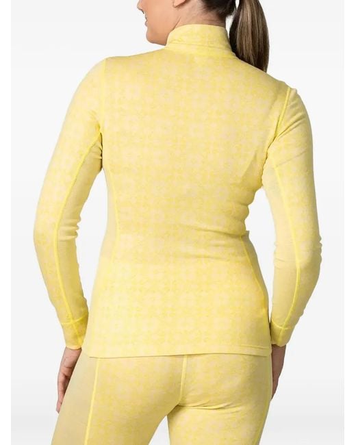 Kari Traa Yellow Rose Patterned Half-Zip Base-Layer Top