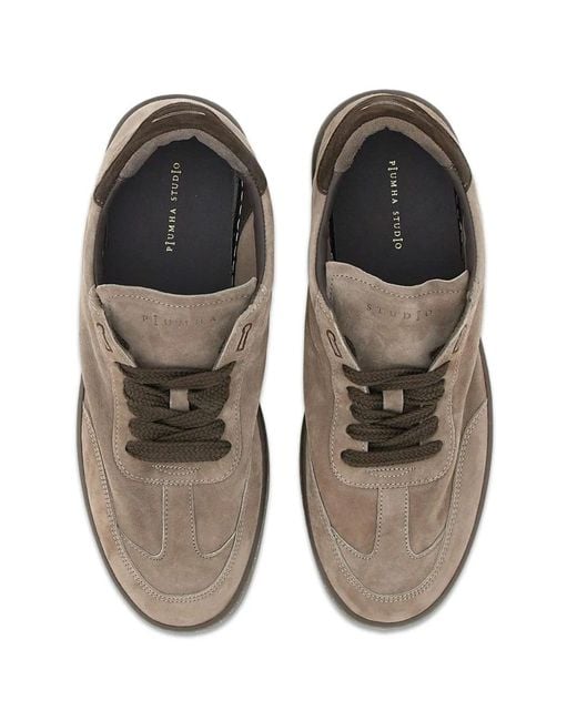 PIUMESTUDIO Brown Suede Contrast-Detail Sneakers for men