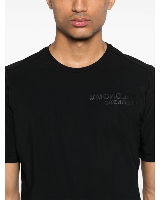 3 MONCLER GRENOBLE Black Logo-lettering Jersey T-shirt for men