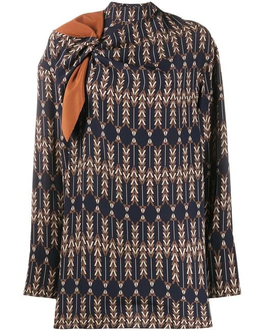 Stella McCartney Blue Zadie Knotted High Neck Blouse