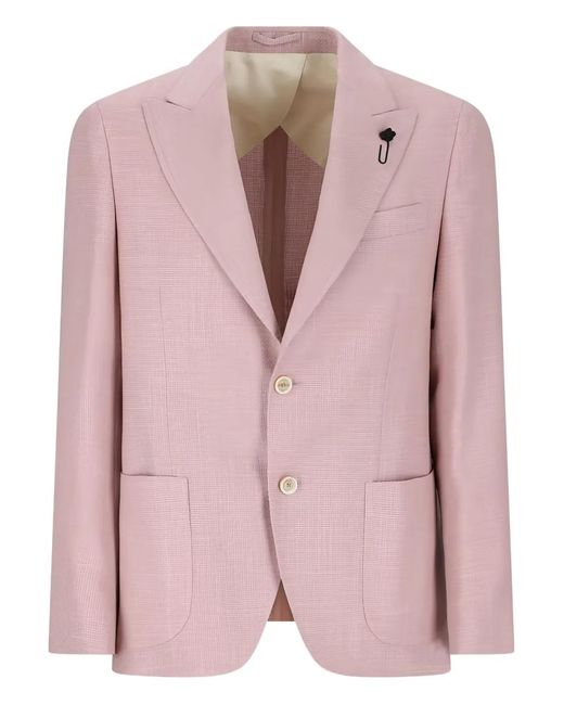 Lardini Pink Patch-Pocket Blazer for men