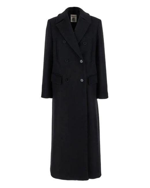 Semicouture Wollen Jas Met Dubbele Rij Knopen in het Black