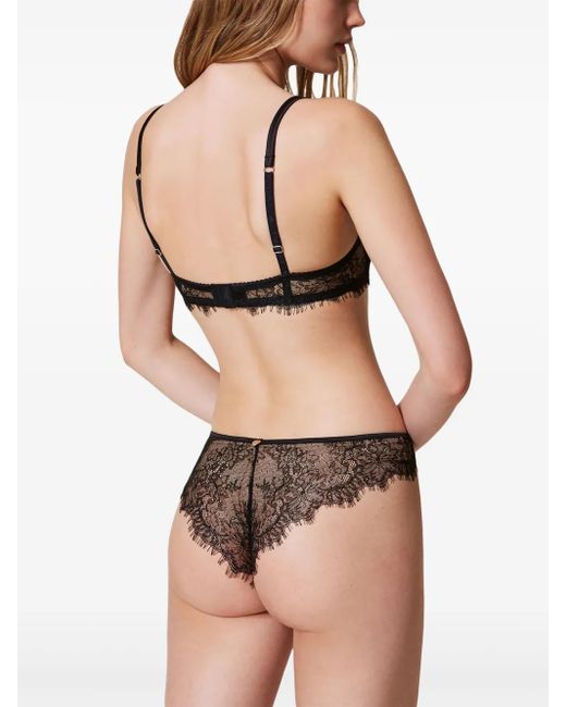 Twinset Gray Lace Tulle Brazilian Briefs