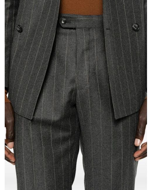 Tagliatore Gray Stripe-Pattern Double-Breasted Suit for men