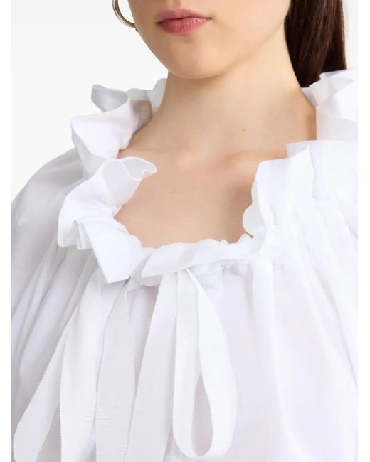 Patou White Cropped Volume Jersey Top