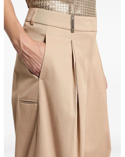 Peserico Natural Pleated Wide-Leg Trousers