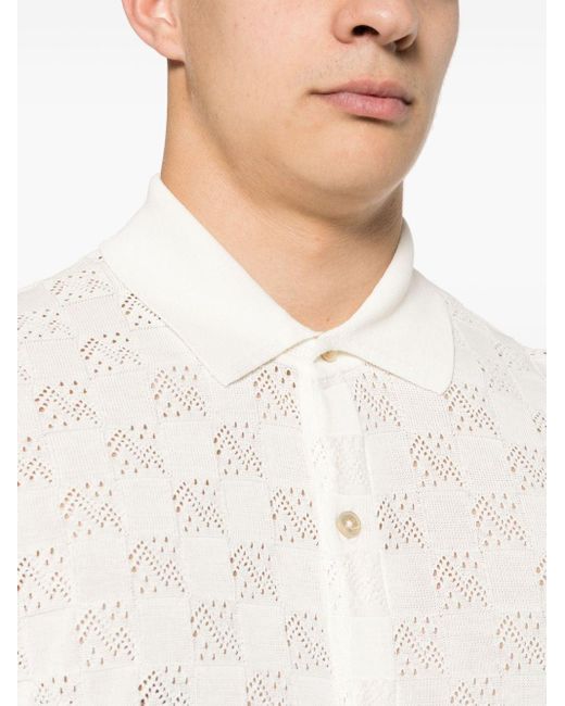 Camisa de punto con ajedrez en intarsia Eleventy de hombre de color White