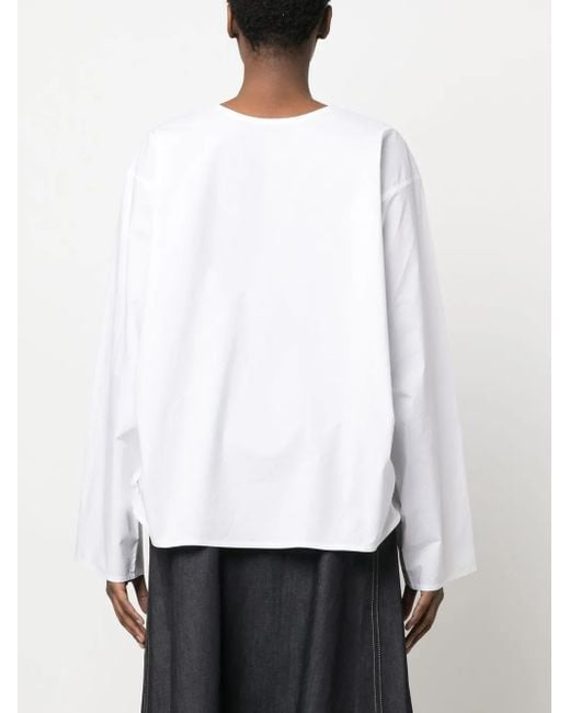 Sofie D'Hoore White Plain Long-Sleeve Blouse
