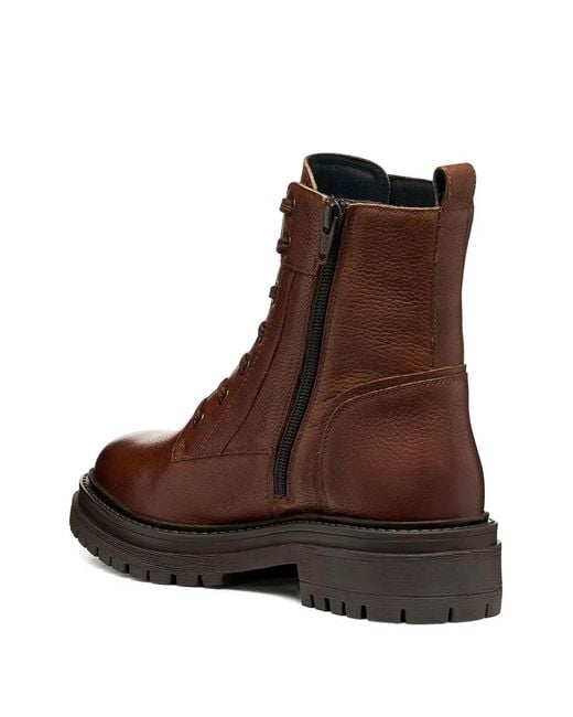 Geox Brown 45Mm Iridea Lace-Up Fastening Lug-Sole Boots