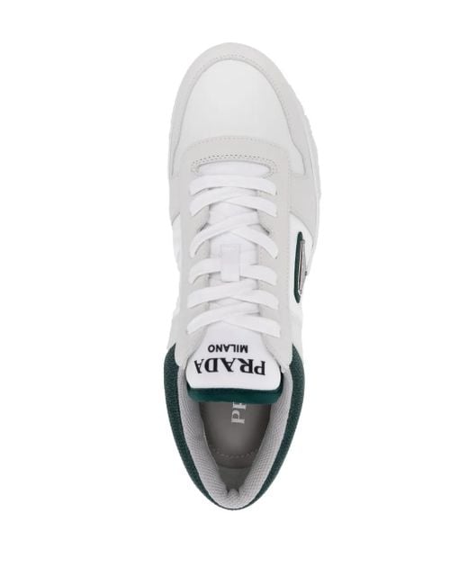 Prada White Downtown Re-Nylon Low-Top Sneakers for men