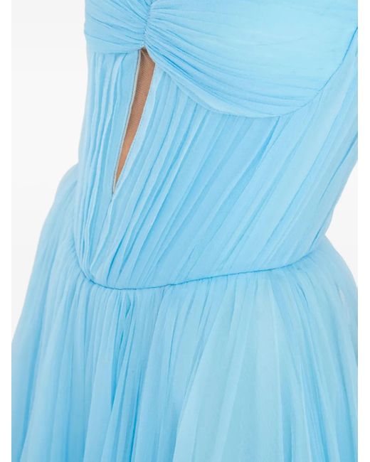 Ana Radu Blue Cut-Out Detailing Strapless Maxi Dress