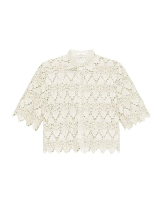 FRAME White Scalloped-Hem Shirt