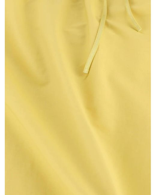 Saint Laurent Yellow Lace-Trim Drawstring Midi Skirt