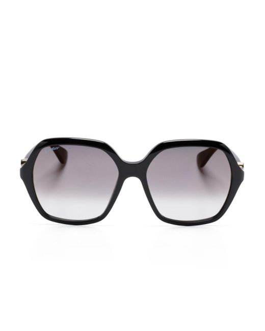 Cartier Black Geometric-frame Sunglasses