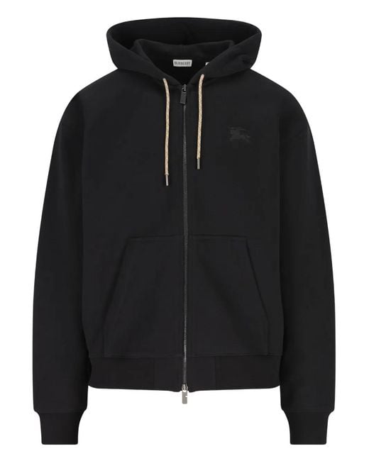 Burberry Black Rory Chk Pch Zip Hoodie for men