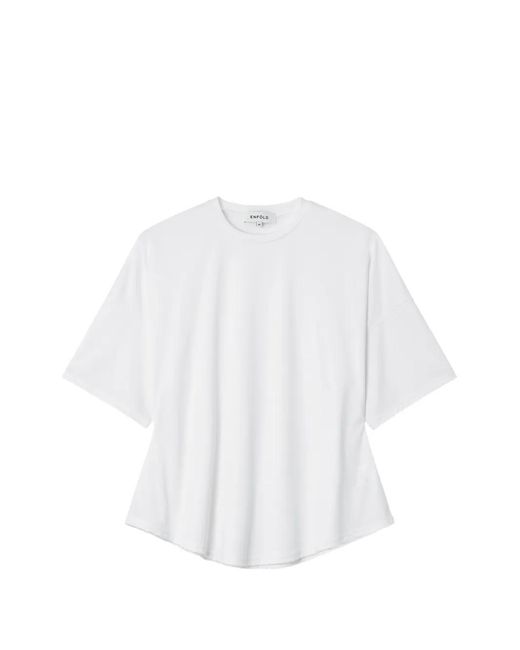 Enfold White Dropped-Shoulder T-Shirt