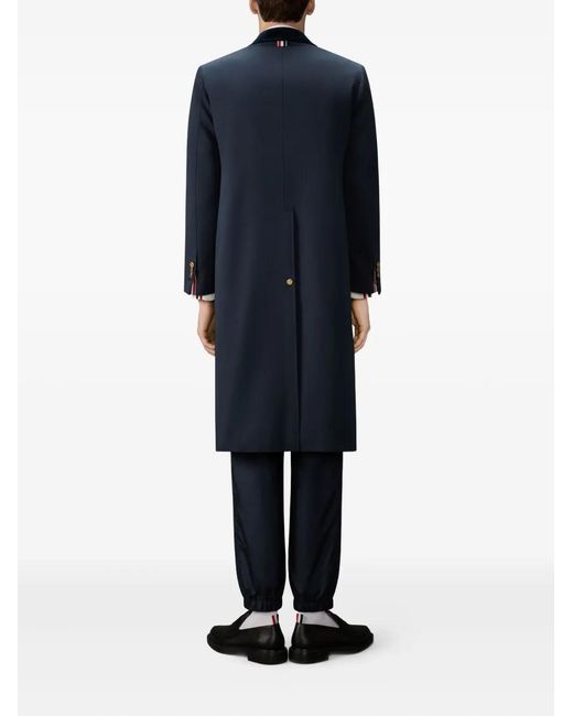 Thom Browne Blue Velvet-Collar Coat for men