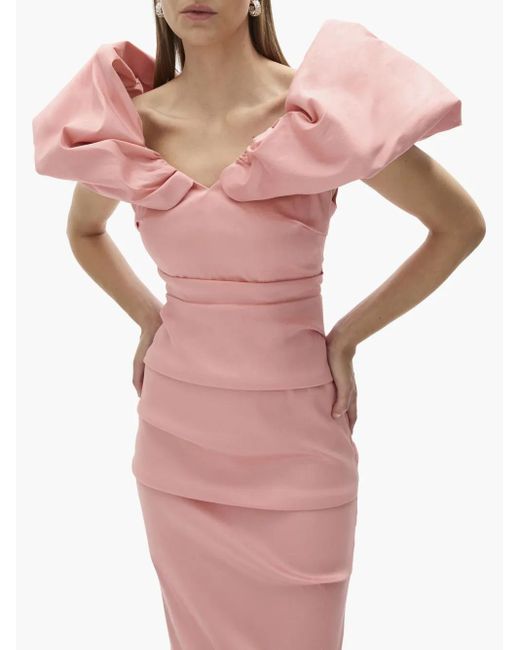 Rachel Gilbert Pink Frey Gown
